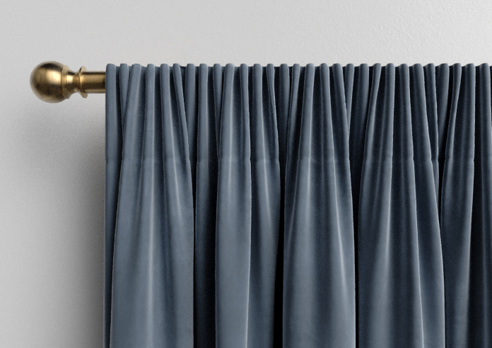 Luxe Velvet (Blackout) Pencil Pleat, Slate Blue - Ready Made Curtains - Image 10